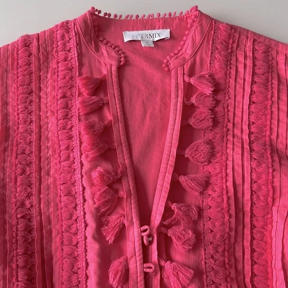 Intermix Women's Pink June Tassel 100% Cotton Romper Sz 0 - Picture 3 of 11